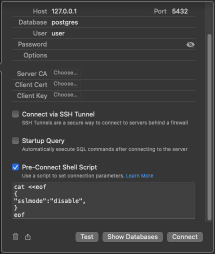 View of Postico connected to Prisma Postgres
